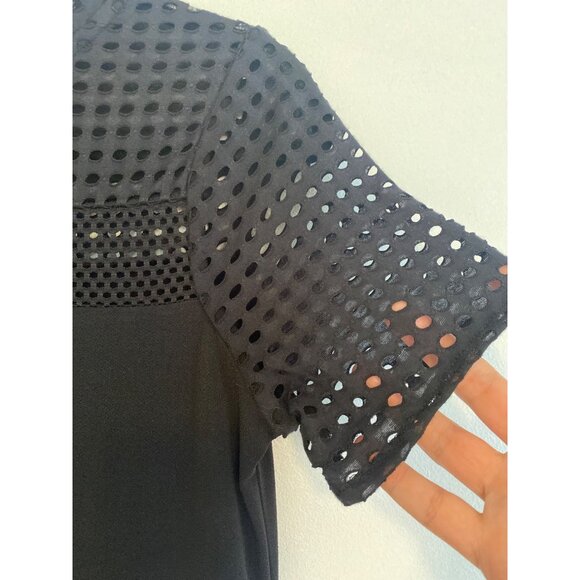 Michael Kors Black Dress With Eyelet Details & Short Sleeves Size XS - Picture 3 of 6